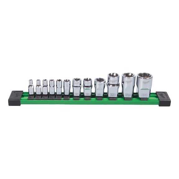 MILWAUKEE Steckschl&uuml;sseleinsatz-Set 12 teiliges 1/4 Zoll,3/8 Zoll,1/2 Zoll E-TX 493249879 - Steckschl&uuml;sselsatz (Metallkasten, kombi.)