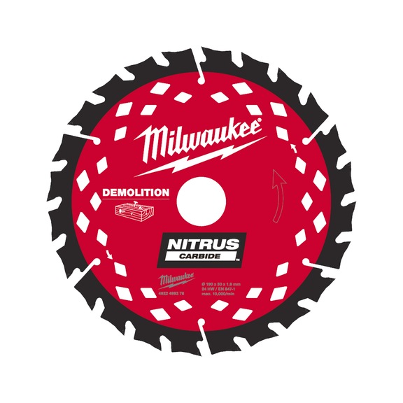 MILWAUKEE Kreiss&auml;geblatt NITRUS CARBIDE(TM) Holz 190 x 30 x 1,8 x 24 WZ 4932499376 - Kreiss&auml;geblatt (Maschinen-)