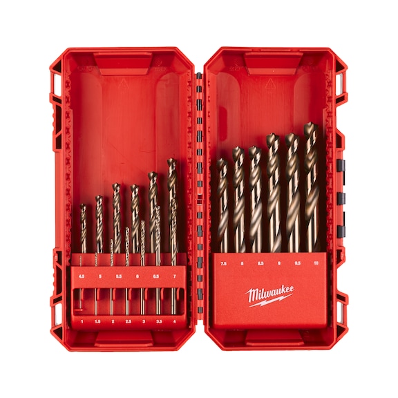 MILWAUKEE RED COBALT HSS-G Metal Drill Bit Set (19-piece) 4932499764 - Solid drill bits (non-detachable cutting edges)