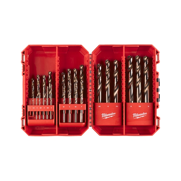 MILWAUKEE RED COBALT HSS-G metal drill bit set (25-piece) 4932499765 - Solid drill bits (non-detachable cutting edges)