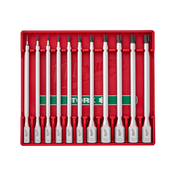 MILWAUKEE Bit-Steckschl&uuml;sseleinsatz TX 1/4 Zoll und 3/8 Zoll lang Set 11-teilig 493250043 - Bit f&uuml;r Innensechsrundschrauben