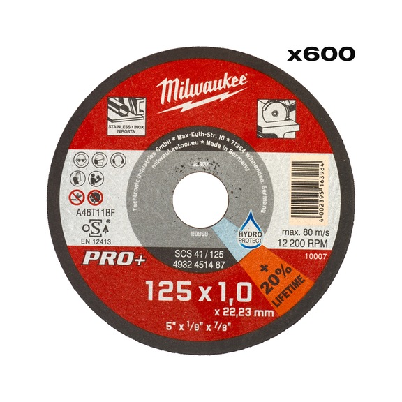 MILWAUKEE Gro&szlig;pack (600 x SCS 41 / 125 Trennscheiben) 4932500580 - Trennschleifscheibe