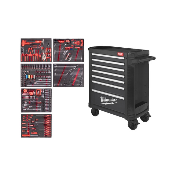 MILWAUKEE Werkstattwagen 30 Zoll / 78 cm inklusive 337 teiligem Set, grau 4932500745 - Werkstattwagen
