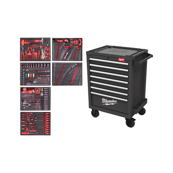 MILWAUKEE Werkstattwagen 27 Zoll / 69 cm inklusive 337 teiligem Set, grau 4932500746 - Werkstattwagen