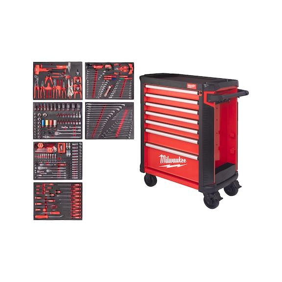MILWAUKEE Werkstattwagen 30 Zoll / 78 cm inklusive 337 teiligem Set, rot 4932500753 - Werkstattwagen