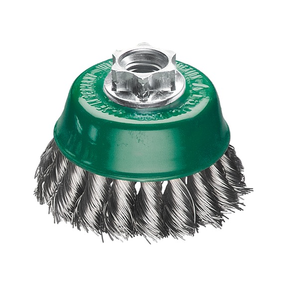 MILWAUKEE Edelstahltopfb&uuml;rste 65x18 mm M14 0,5 mm Drahtst&auml;rke gezopft 4932501736 - Topfb&uuml;rste
