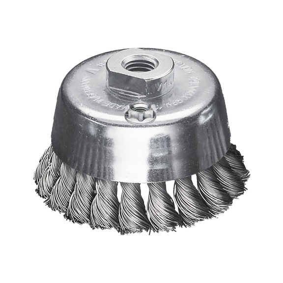 MILWAUKEE Stahltopfb&uuml;rste 90 x 20 mm M14 0,5 mm Drahtst&auml;rke gezopft - 1 St&uuml;ck 4932501737 - Topfb&uuml;rste