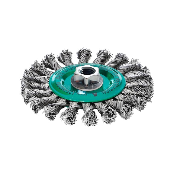 MILWAUKEE Edelstahlrundb&uuml;rste 125x14 mm M14 0,5 mm Drahtst&auml;rke gezopft 4932501741 - Rundb&uuml;rste (gezopfter Draht)