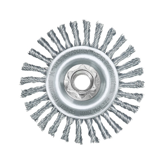 MILWAUKEE Stahlrundb&uuml;rste 125 x 6 mm M14 0,5 mm Drahtst&auml;rke gezopft - 1 St&uuml;ck 4932501742 - Rundb&uuml;rste (gezopfter Draht)