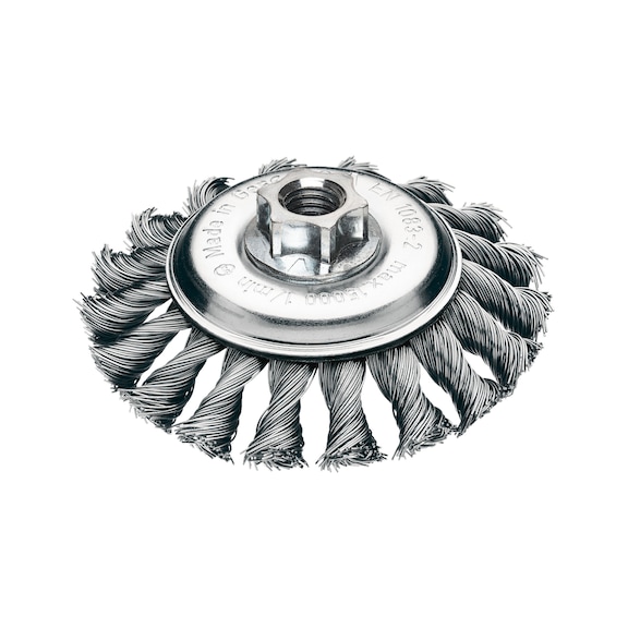 MILWAUKEE Stahlkegelb&uuml;rste 100x12 mm M14 0,5 mm Drahtst&auml;rke gezopft - 1 St&uuml;ck 4932501744 - Kegelb&uuml;rste