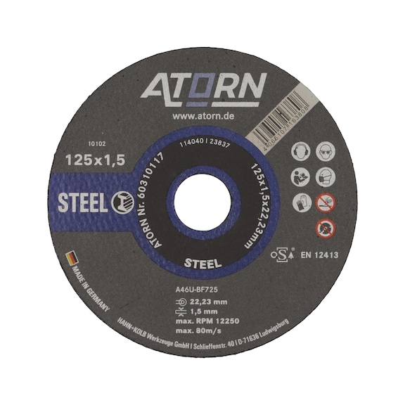 ATORN Disco de corte de acero de 125 x 1,5 mm - Discos de corte de acero