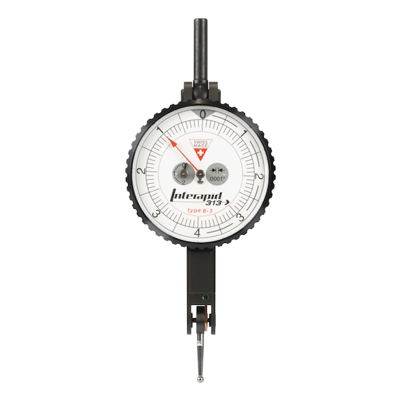 TESA TECHNOLOGY INTERAPID 313 B-3 dial test indicator, dial face 1.59 inches, measuring range 0.016 inches - Interapid 2026 dial test indicator