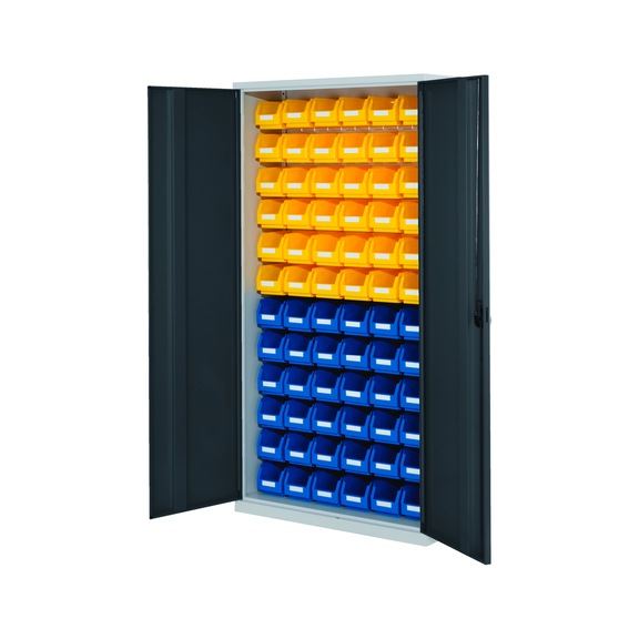 RASTERPLAN Armoire &agrave; panneaux perf. mod&egrave;le 53 portes t&ocirc;le pleine RAL 7035/7016 - Armoire &agrave; panneaux perfor&eacute;s avec portes en t&ocirc;le pleine