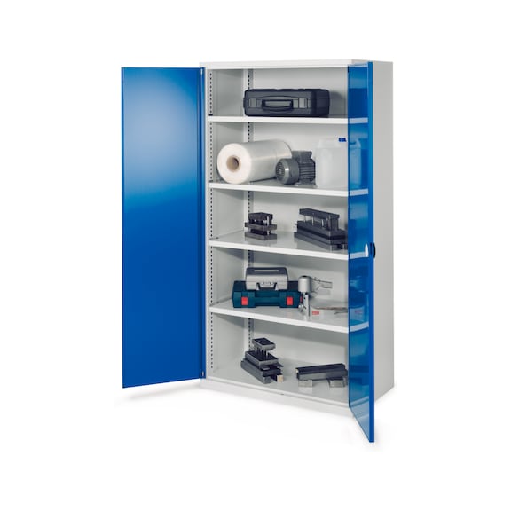 RASTERPLAN Schwerlastschrank Modell 41 mit Vollblecht&uuml;ren 1950x1000x600 mm RAL 7035/5010 - Schwerlastschrank ohne Mitteltrennwand