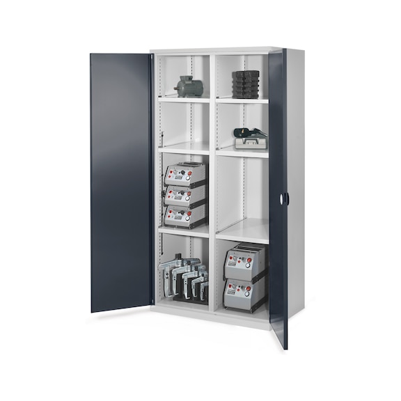 RASTERPLAN Heavy-duty cab., model 51 w. solid sheet metal doors HxWxD 1950 x 1000 x 600 mm - Heavy-duty cabinet with central partition