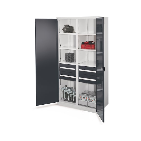 RASTERPLAN Armoire pr ch. lourdes, mod&egrave;le 52 av porte en t&ocirc;le pleine HxlxP 1950x1000x600 mm - Armoires pour charges lourdes avec s&eacute;parateur central
