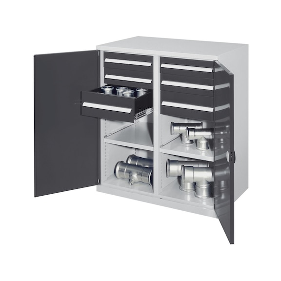 RASTERPLAN Kast zw. belast. m. middensch. 71 m. geh. met. d. h x b x d 1110 x 1000 x 600 mm - Kast voor zware belasting met scheidingswand in het midden