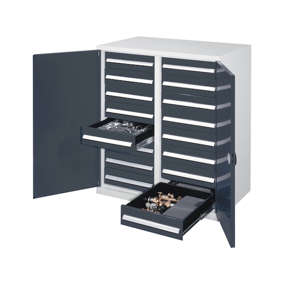 RASTERPLAN Arm. ch. lrdes, part. cent., mod. 72 prts t&ocirc;le pleine, HxlxP 1 110x1 000x600 mm - Armoires pour charges lourdes avec s&eacute;parateur central