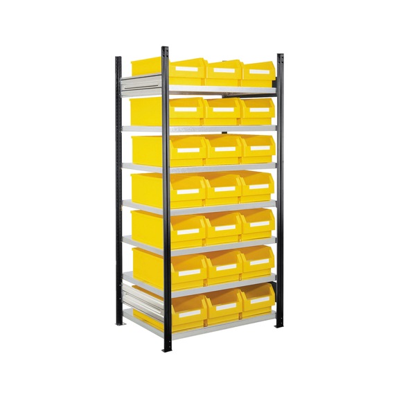 RASTERPLAN Module base rayonn. automont. mod. 15 2 000x1 000x600 mm 7 &eacute;tag. zing. RAL 7016 - Rayonnage automontable avec bacs &agrave; bec