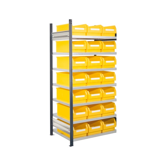 RASTERPLAN Steckregal Anbaufeld Modell 15 2000x1000x600 mm 7 Fachb&ouml;den verzinkt RAL 7016 - Steckregal mit Sichtlagerk&auml;sten