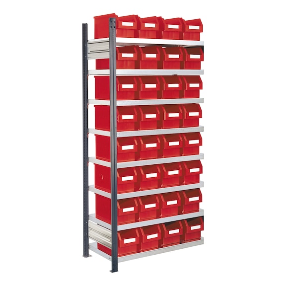 RASTERPLAN Est. insertable piso adic. mod. 12 2000x1000x400&nbsp;mm 8 estantes galv. RAL 7016 - Estante insertable con cajas de almacenamiento de visualizaci&oacute;n f&aacute;cil