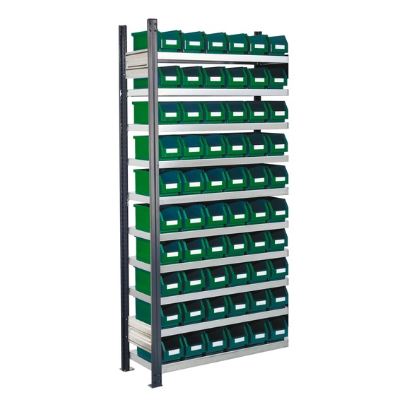 RASTERPLAN Module ext. rayonn. automont. mod. 10 2 000x1 000x300 mm 10 &eacute;tag. zing. RAL 7016 - Rayonnage automontable avec bacs &agrave; bec