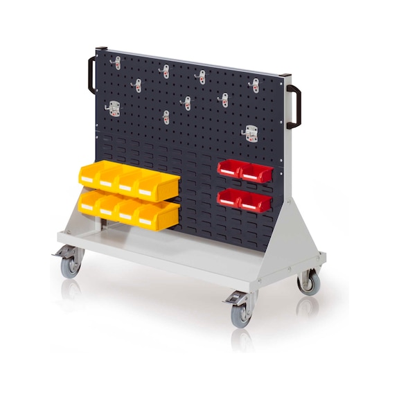 RASTERPLAN RasterMobil műhelykocsi, 2 db perf/r&eacute;selt lemez, 890x1000x500&nbsp;mm RAL 7035/7016 - Anyag- &eacute;s szersz&aacute;mkocsik