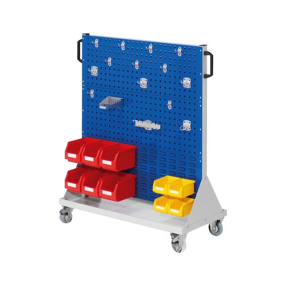 RASTERPLAN RasterMobil tk. ar. 4 delikli/2 kanal. plaka ile, 1230x1000x500&nbsp;mm RAL 7035/5010 - Malzeme ve alet arabaları