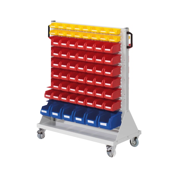 RASTERPLAN Rollwagen Modell 74 RAL 7035 mit Sichtlagerk&auml;sten - Wagen mit Sichtlagerk&auml;sten aus Polyethylen
