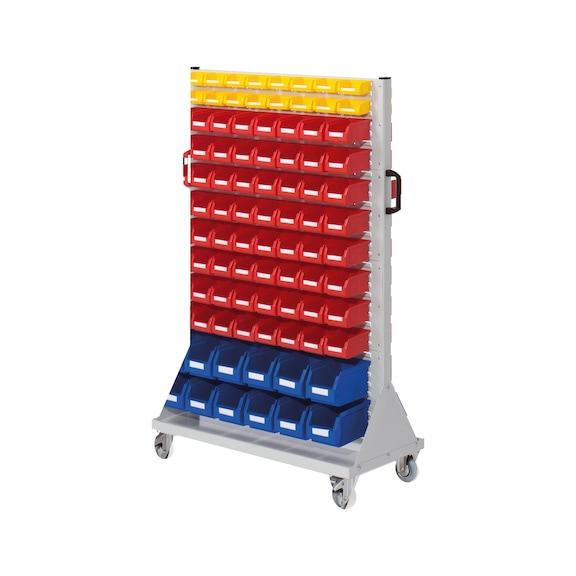RASTERPLAN Bogie 84 RAL 7035 with easy-view storage bins - Trolley with easy-view storage bins made of polyethylene