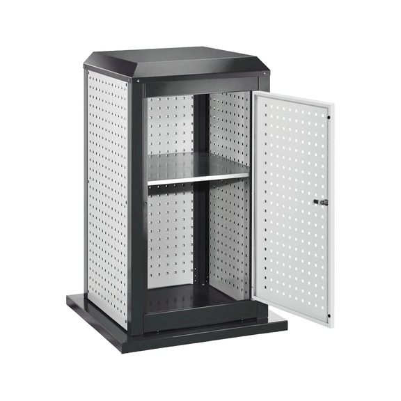 RASTERPLAN ToolTower station&auml;r 1100x700x700mm 4 Lochblechplatten RAL 7035/7016 - ToolTower klein mit einer T&uuml;re, station&auml;r