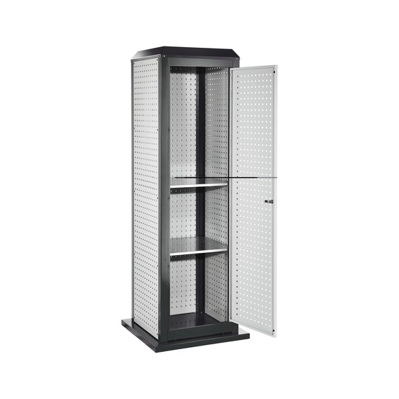 RASTERPLAN ToolTower неп., 2015x700x700&nbsp;mm с 4 перф. панела RAL 7035/7016 - ToolTower с една врата, стационарна