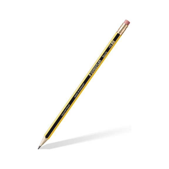 STAEDTLER Noris pencil, with eraser tip, HB, sharpened, yellow and black. Box of 12 - Pencil (office)