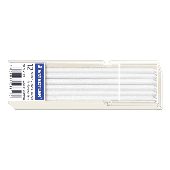 STAEDTLER Mine Lumocolor omnichrom, non-permanent, 3mm, B, wei&szlig;, Box mit 12 St&uuml;ck - Feinmine, Filmmine