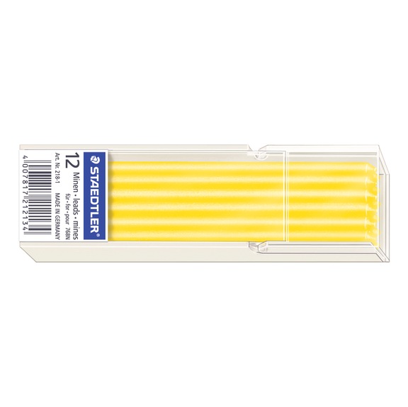 STAEDTLER Mine Lumocolor omnichrom, non-permanent, 3mm, B, gelb, Box mit 12 St&uuml;ck - Feinmine, Filmmine