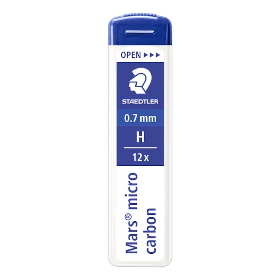 STAEDTLER Feinmine Mars micro carbon 250, 0.7mm, H&auml;rte: H, schwarz, Dose mit 12 Minen - Feinmine, Filmmine