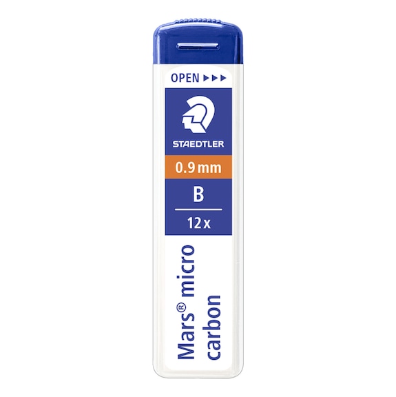 STAEDTLER Feinmine Mars micro carbon 250, 0,9 mm, H&auml;rte: B, schwarz, Dose mit 12 Minen - Feinmine, Filmmine