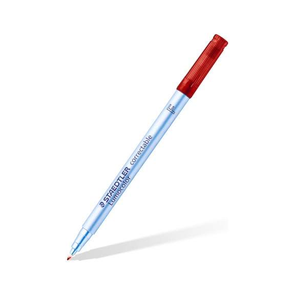 STAEDTLER Folienstift Lumocolor correctable, F, schwarz, nachf&uuml;llbar, Box mit 10 St&uuml;ck - Feinschreiber