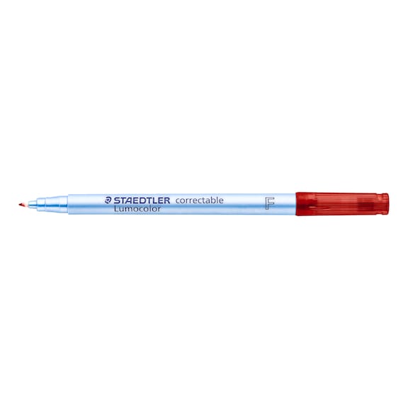 STAEDTLER Folienstift Lumocolor correctable, F, rot, nachf&uuml;llbar, Box mit 10 St&uuml;ck - Feinschreiber