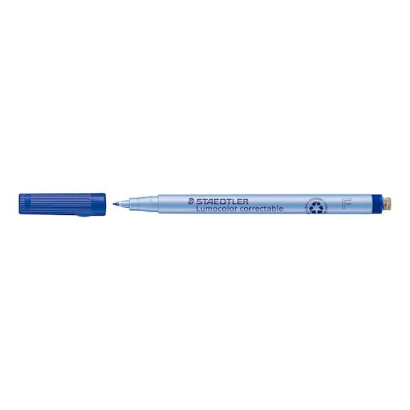 STAEDTLER Folienstift Lumocolor correctable, F, blau, nachf&uuml;llbar, Box mit 10 St&uuml;ck - Feinschreiber