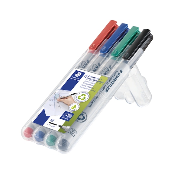 STAEDTLER Lumocolor M non-permanent universal pen, 4 assorted colours, box - Fine-tip pen
