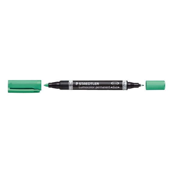 STAEDTLER Permanentmarker Lumocolor duo, nachf&uuml;llbar, 0.6mm und 1.5 mm, gr&uuml;n, 10 St&uuml;ck - Permanentmarker