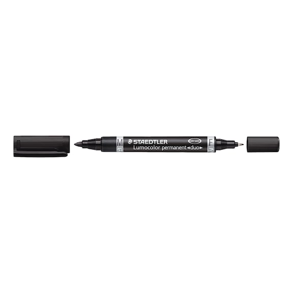 STAEDTLER Permanentmarker Lumocolor duo, nachf&uuml;llbar, 0.6mm und 1.5 mm, schwarz, 10 St&uuml;ck - Permanentmarker