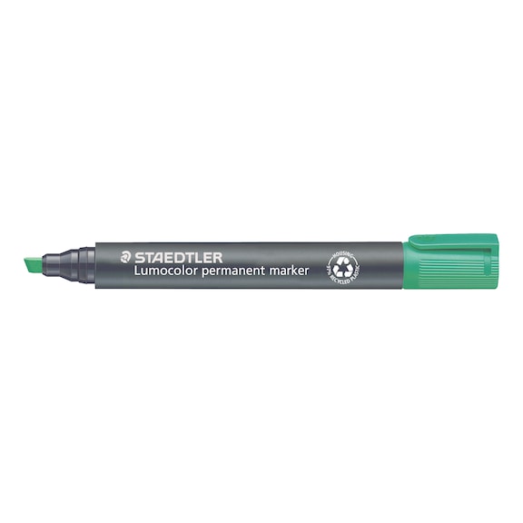 STAEDTLER Permanentmarker Lumocolor, nachf&uuml;llbar, Strichst&auml;rke ca. 2mm, gr&uuml;n, 10 St&uuml;ck - Permanentmarker