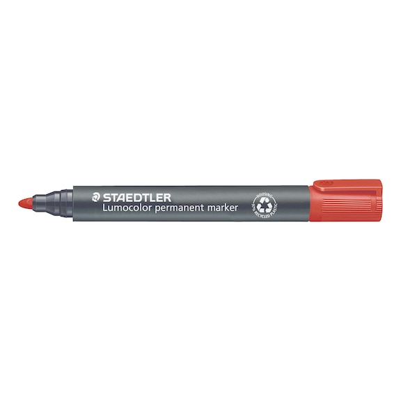 STAEDTLER Permanentmarker Lumocolor, nachf&uuml;llbar, Strichst&auml;rke ca. 2mm, rot, 10 St&uuml;ck - Permanentmarker