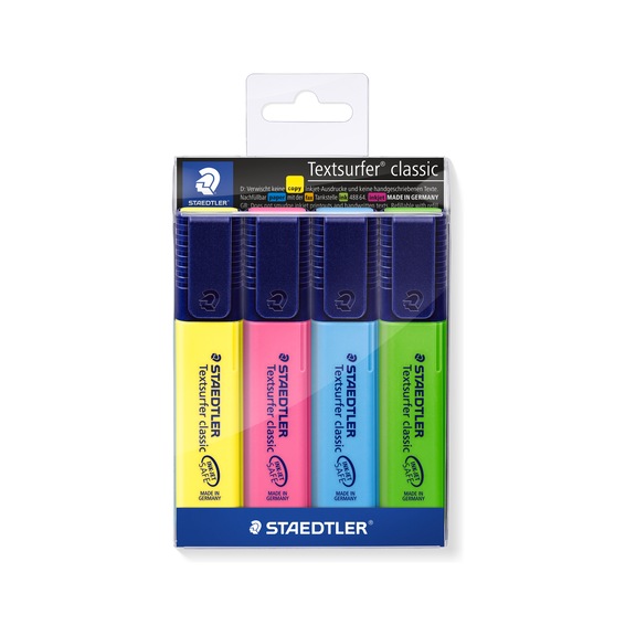 STAEDTLER Textmarker Textsurfer classic, nachf&uuml;llbar,Etui mit 4 St&uuml;ck - Textmarker