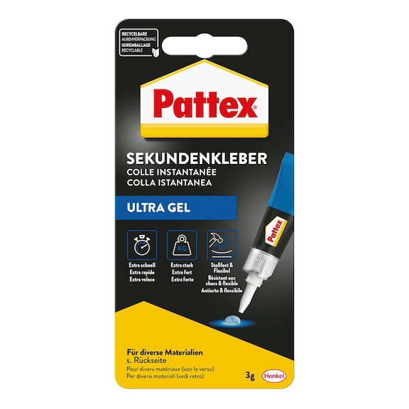 HENKEL Sekundenkleber Ultra Gel, 3g plus 1g Blisterkarte - Cyanacrylat-Klebstoff