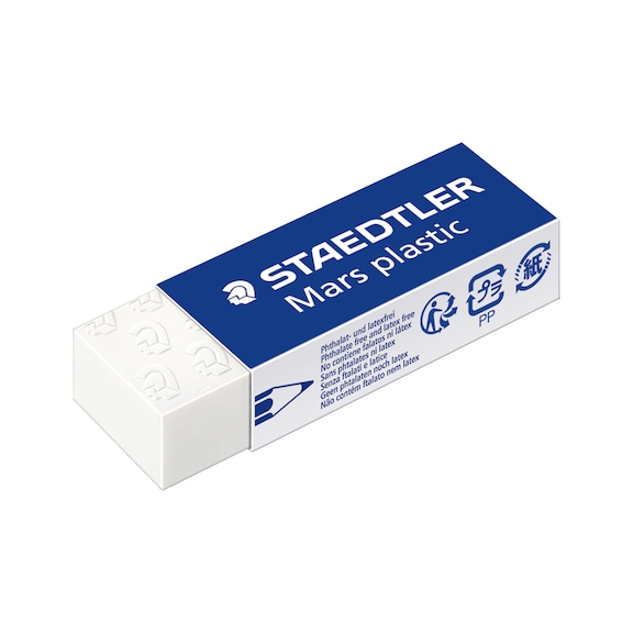 STAEDTLER Radierer Mars plastic, Farbe: wei&szlig;. 65x23mm. 20 St&uuml;ck. im Kartondisplay - Radierer