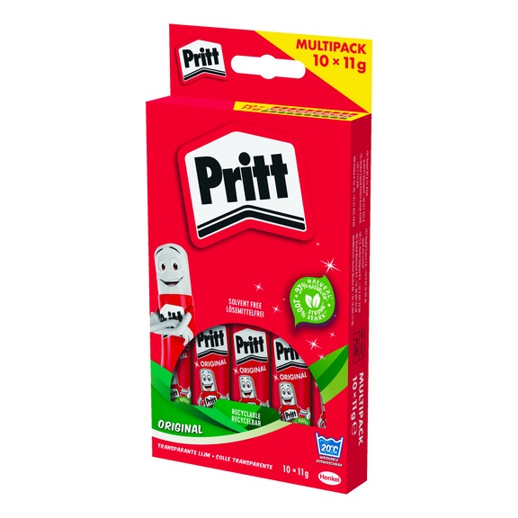 HENKEL Klebestift Multipack 10x11g, transparent. ohne L&ouml;semittel, 10x11g - Klebstoff l&ouml;semittelfrei