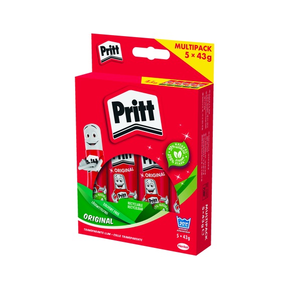 PRITT Klebestift Multipack 6x22g, transparent. ohne L&ouml;semittel, 5x43g - Klebstoff l&ouml;semittelfrei